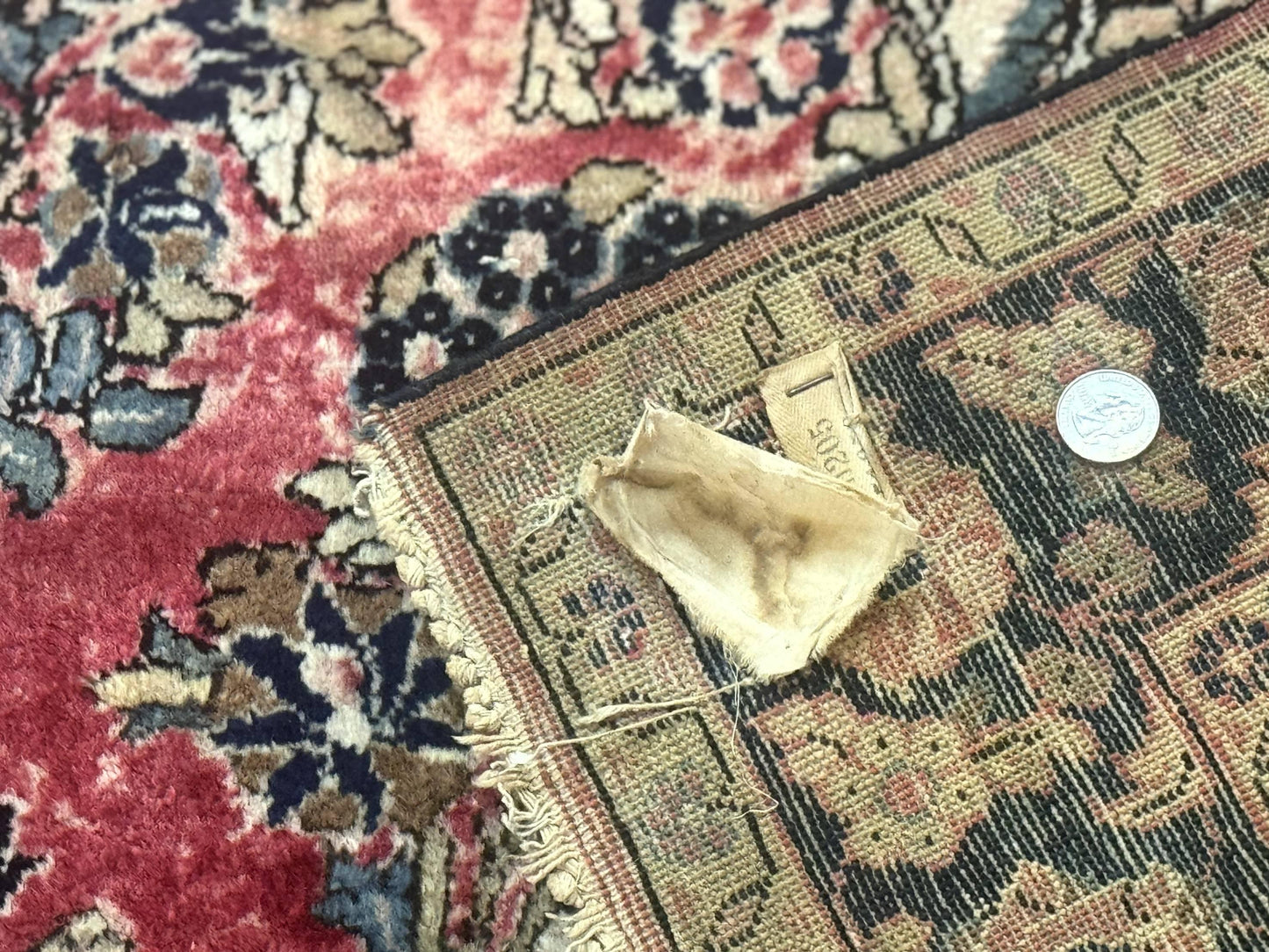 USED Antique Persian Sarouk Rug 4x7, Floral, Red 1920s Persian Wool Carpet