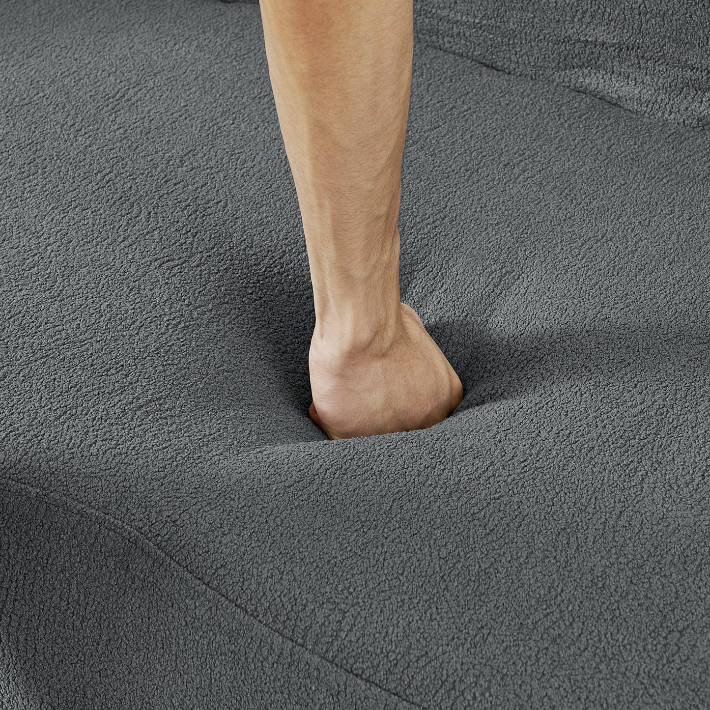 NEW Curved Modular Sectional Sofa in Lamb's Wool Fabric, Modern Minimalist Style, Compressed (No Assembly Required), Comfy for Living Room & Bedroom - Gray