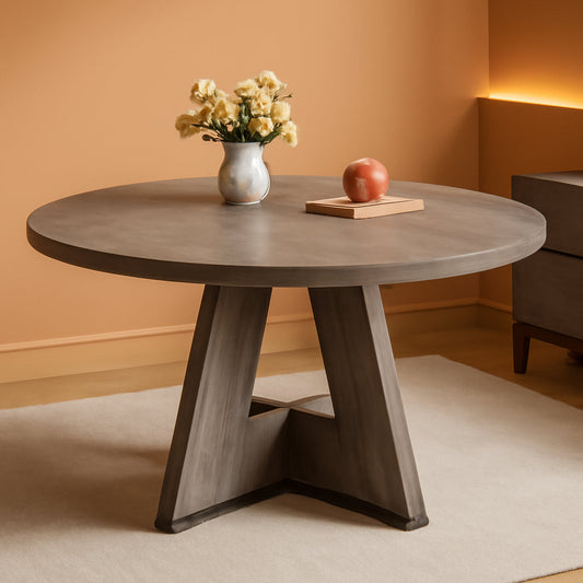 NEW Round 47 Inch Dining Table For 4 To 6 With Grey Pedestal