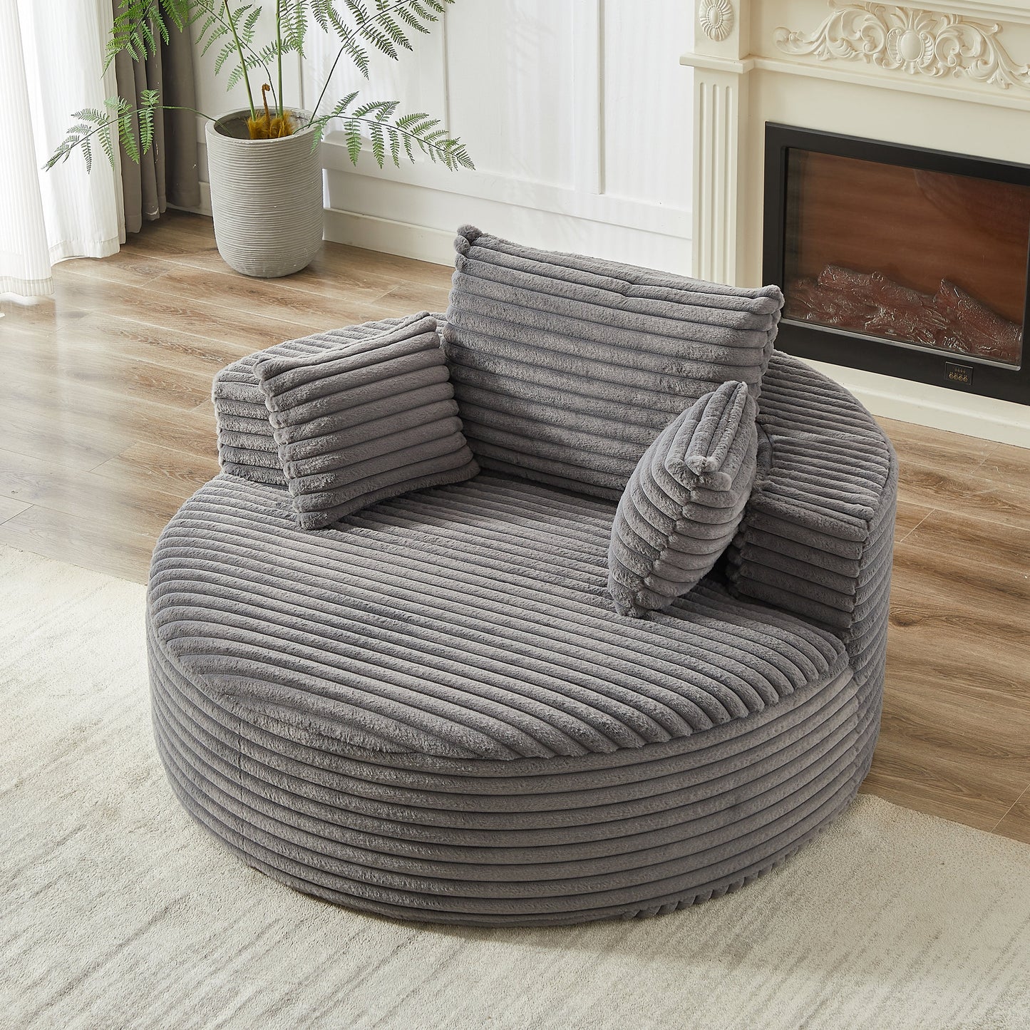 NEW 55''L Corduroy Sponge Single Sofa Fluffy Modern Sleeper Chair