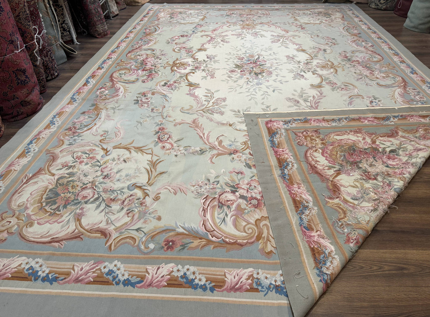 USED Palace Size Aubusson Rug 11x16, Large Aubusson Carpet
