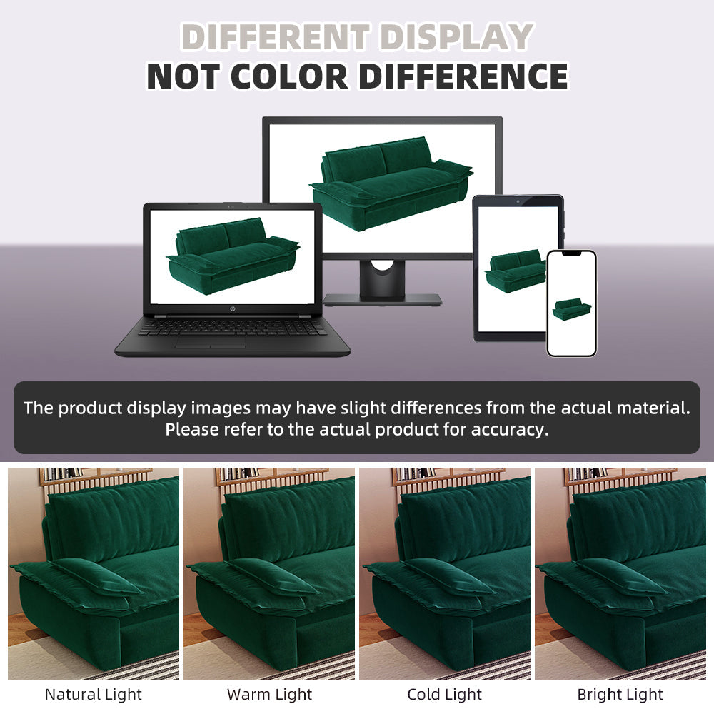 NEW Multi-Functional Green Velvet 3-in-1 Convertible 73.2' Queen Pull Out Sofa Bed Sleeper Couch