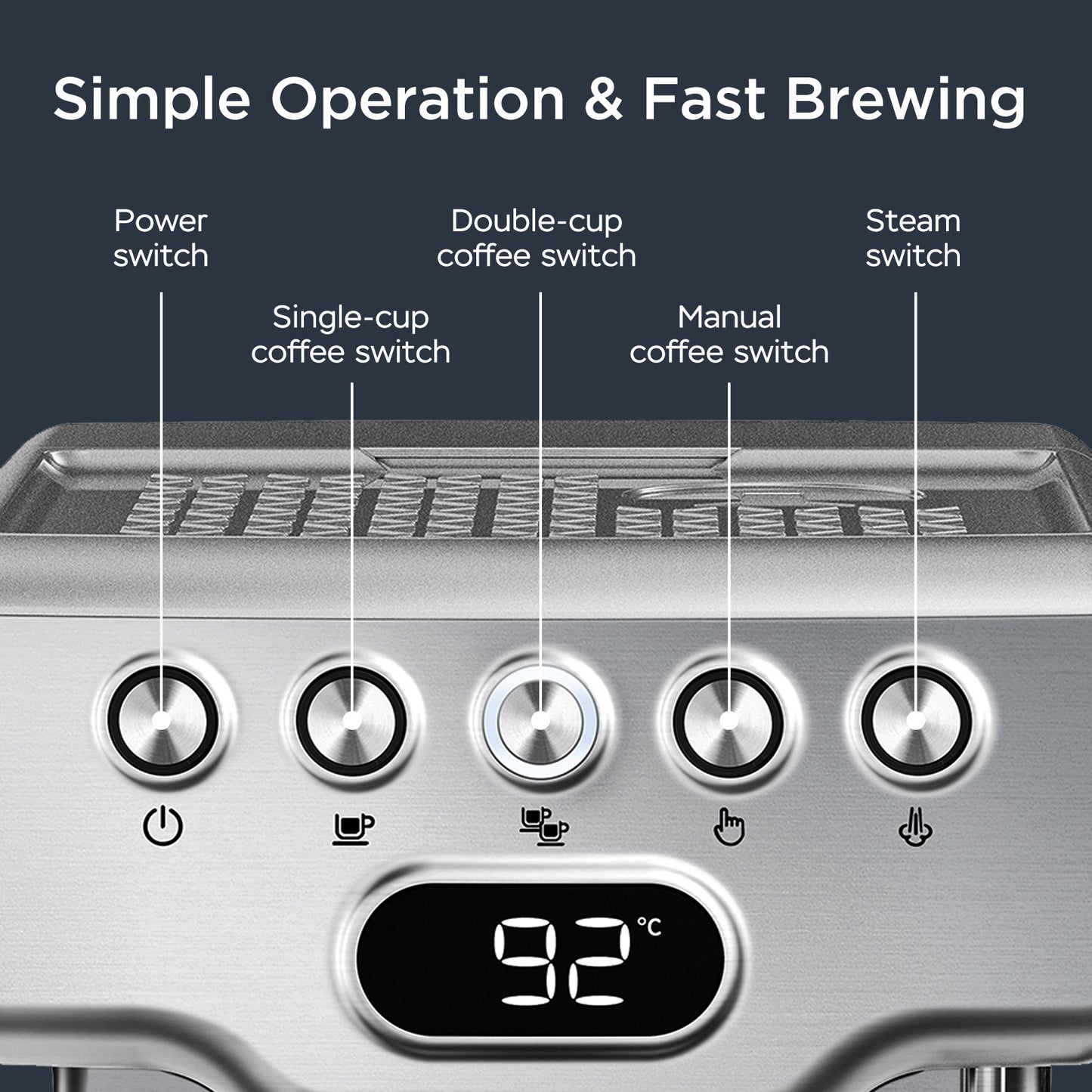 NEW Geek Chef 20 Bar Stainless Steel Espresso Maker Machine For Latte Cappuccino Macchiato