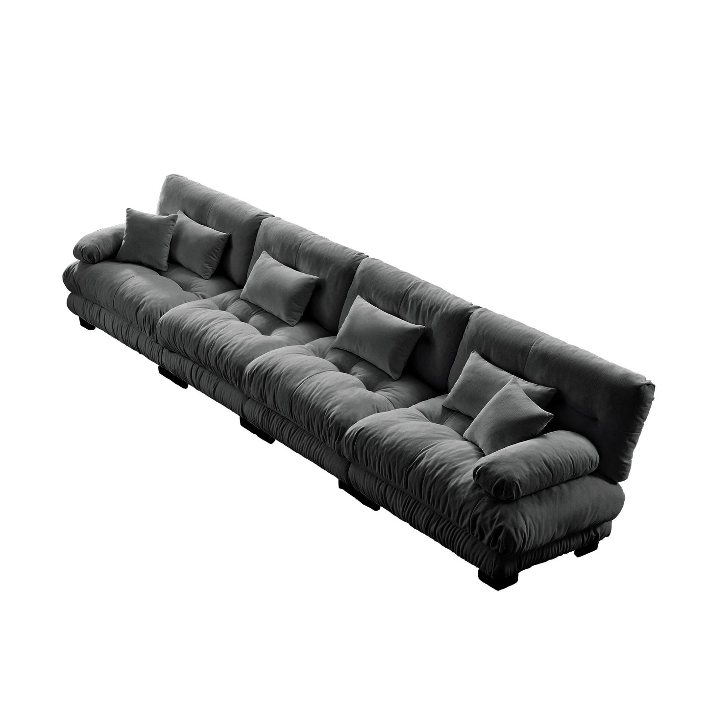 NEW 4-Seater Sectional Sofa Modular Deep Seat Sofa Couch , Chenille Sofa Comfy Upholstered Sofa for Living Room, Apartment, Studio, Office,Chenille Gray