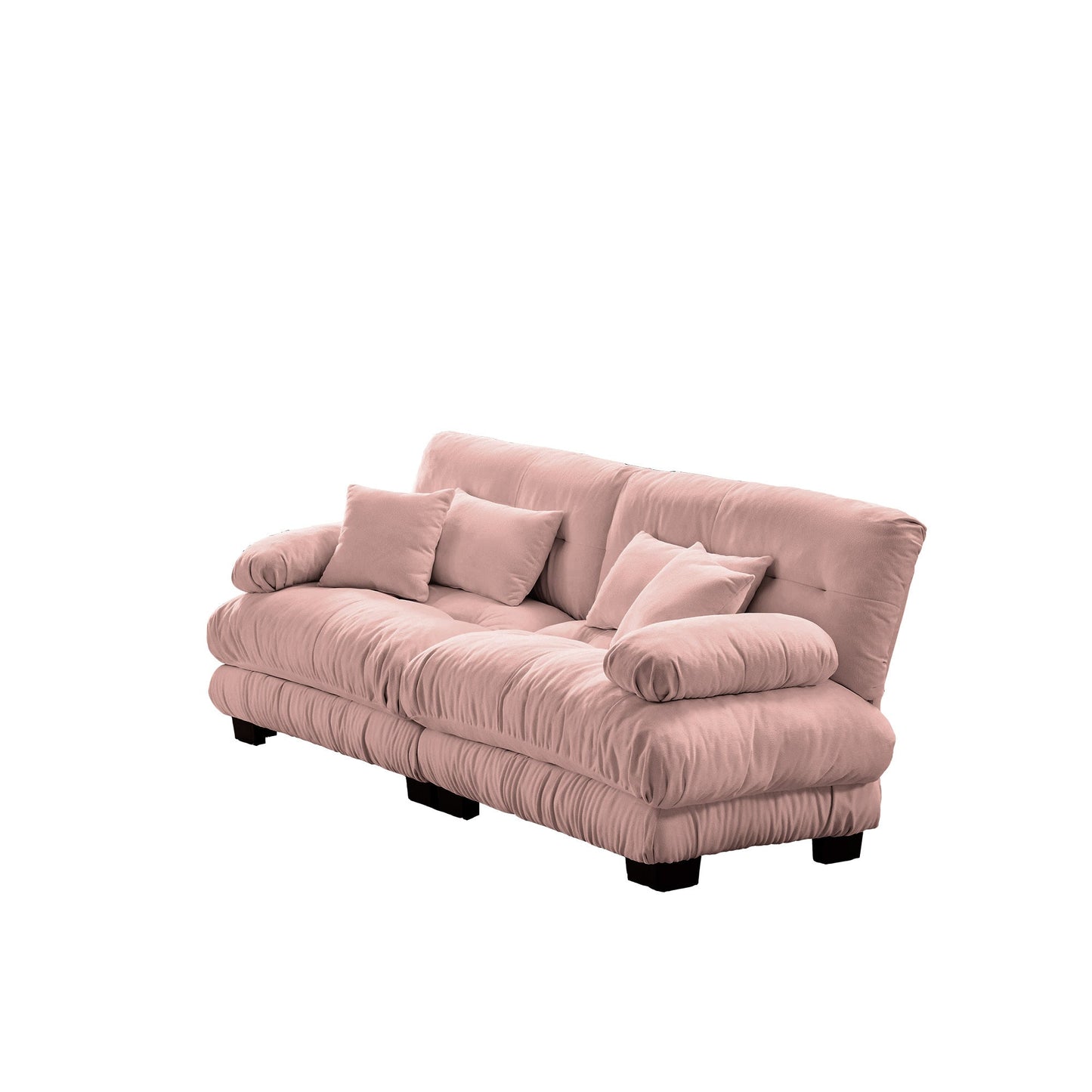 NEW Chenille Pink Cloud 2 Seater Sofa Couch with 2 Lumbar Pillows and 2 Throw Pillows