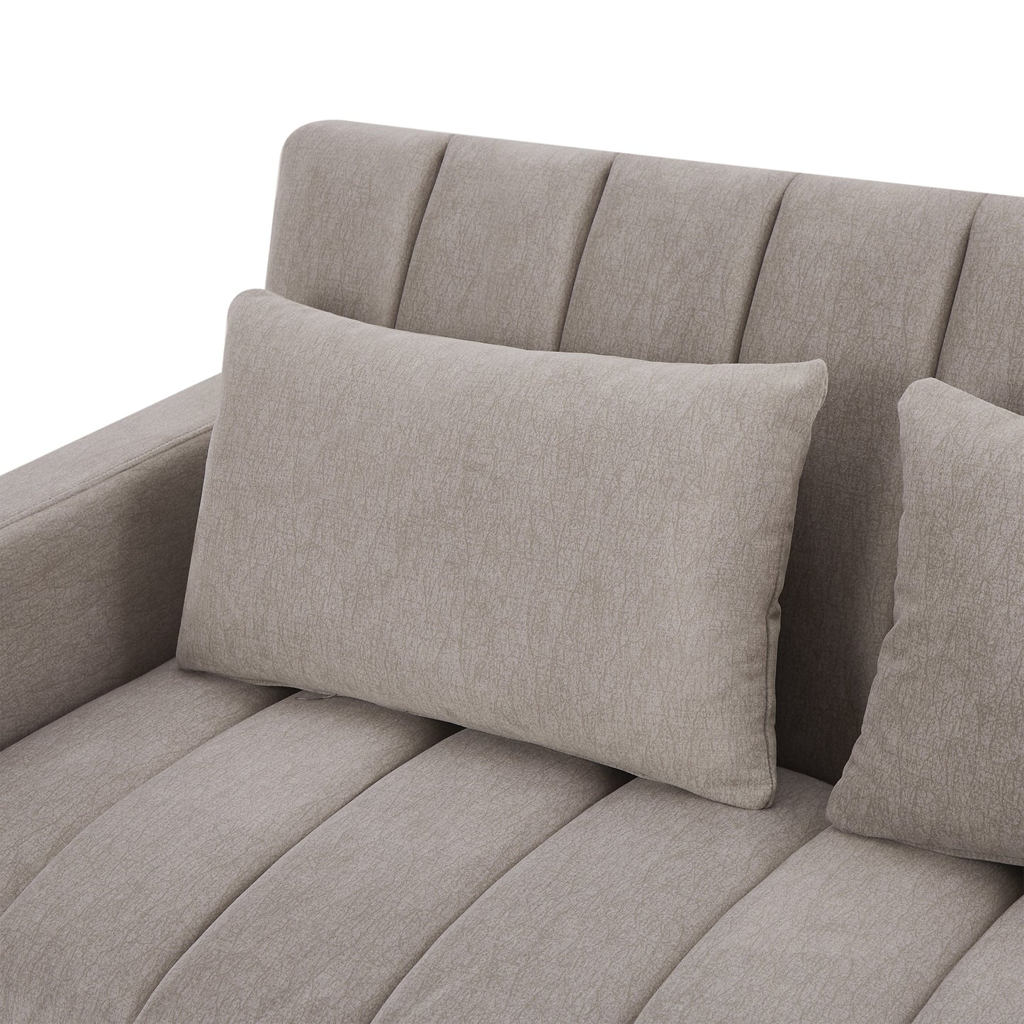 NEW Convertible Sofa Bed Loveseat with USB Ports, Side Pockets, Cup Holders & Swivel Phone Holder, Light Grey Bella Fabric