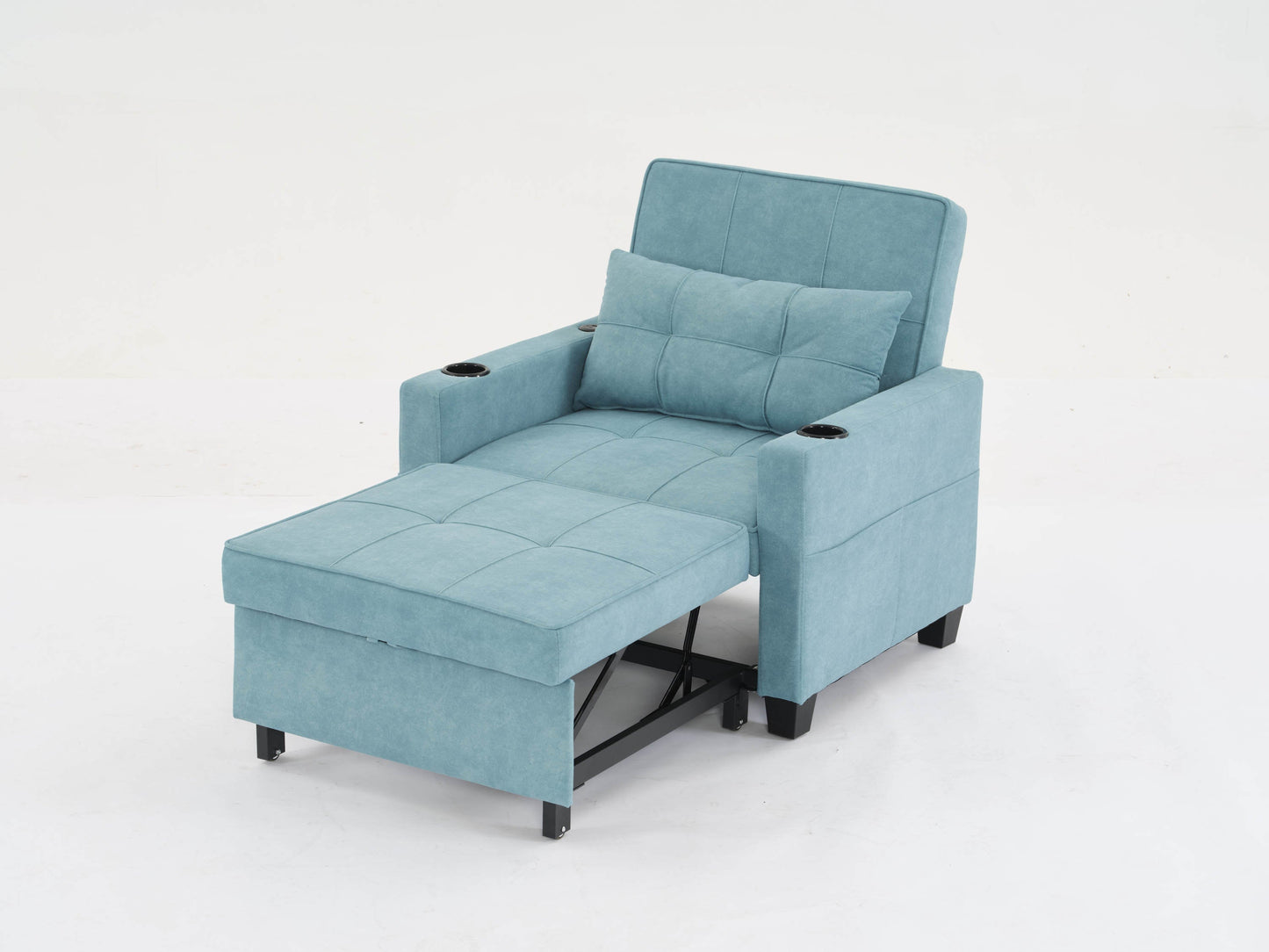 NEW Green Scratch Cloth Futon Chair Bed Convertible 3-in-1 Pull Out Sleeper Bed with USB Port