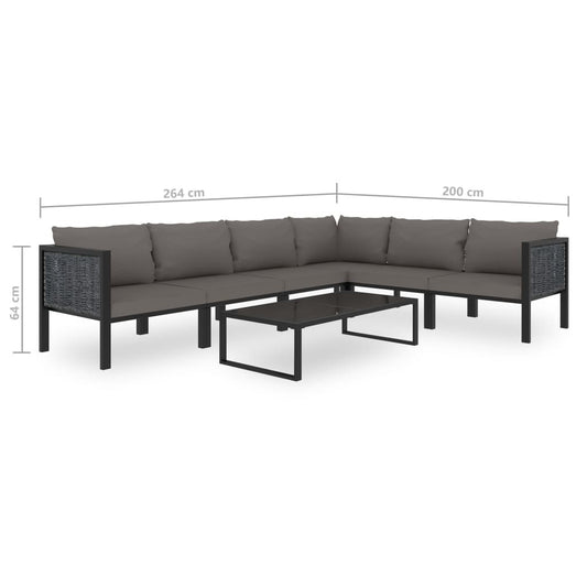 NEW vidaXL Modular 7 Piece Patio Lounge Set with Cushions Poly Rattan Anthracite