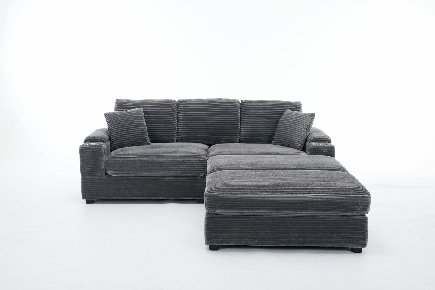 NEW Combination Modular Convertible Sectional Sofa Bed Set with Armrest Storage Stainless Steel Cup Holder USB