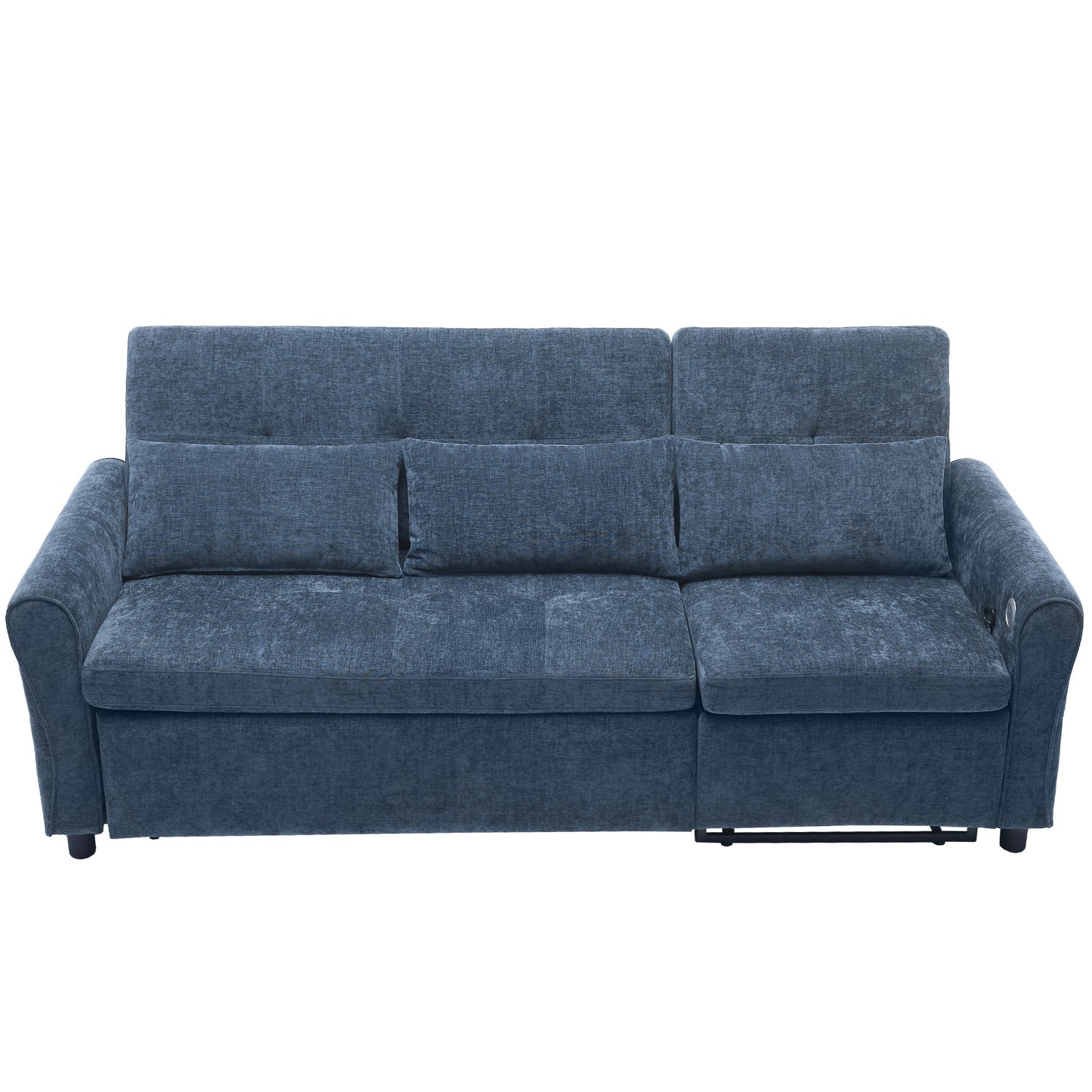 NEW 2-in-1 Sofa 82' Three-seater Sofa with Sofa Bed and Reversible Recliner, Blue Chenille