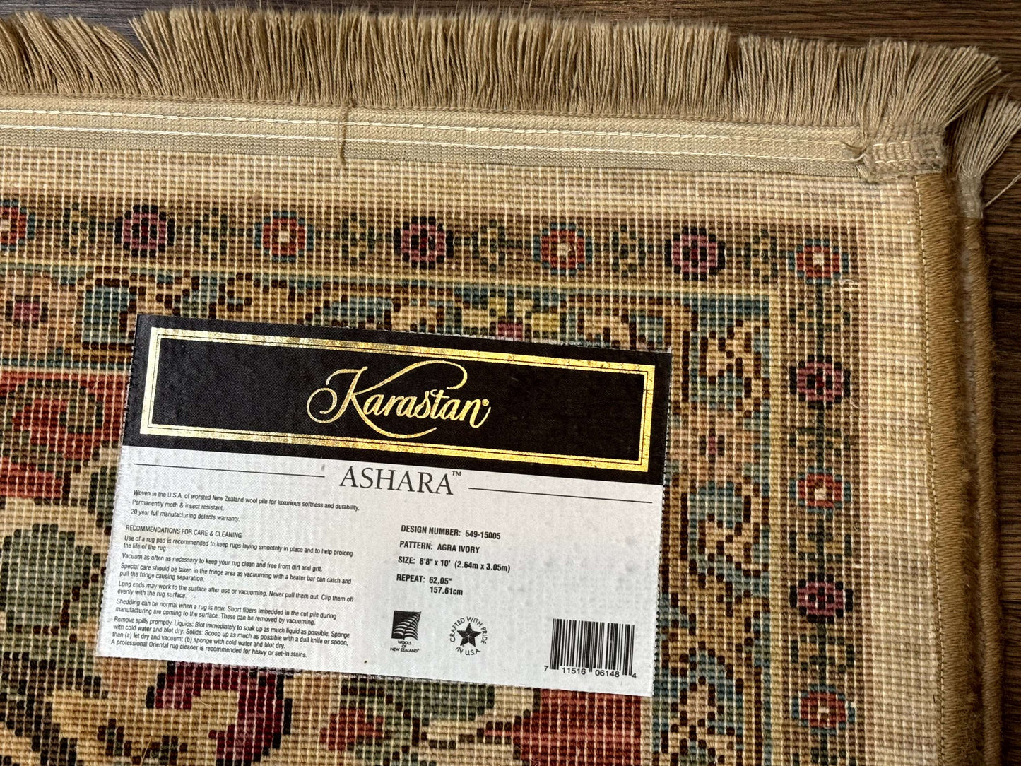 USED Karastan Rug 8.8 x 10, Ashara Agra Ivory #549, Wool, Vintage