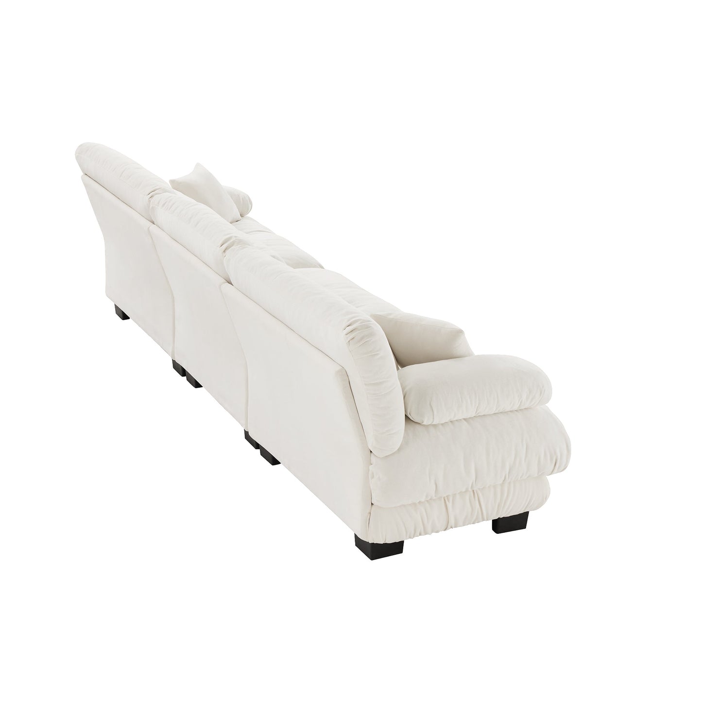NEW Chenille Soft Comfy White Upholstered 3-Seater Sectional Sofa Modular Deep Seat Sofa Couch
