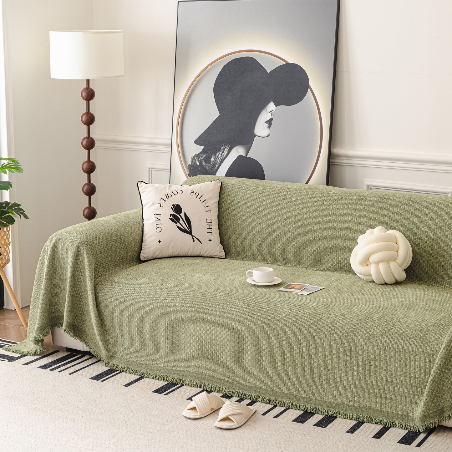 NEW Textured Woven Modern Sofa Cover, Natural Blend Decorative Couch Throw Blanket