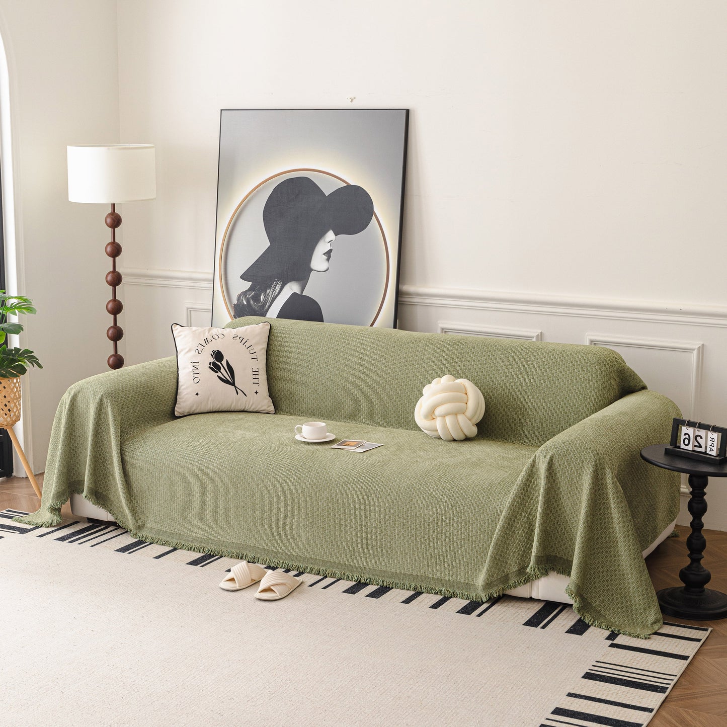 NEW Textured Woven Modern Sofa Cover, Natural Blend Decorative Couch Throw Blanket