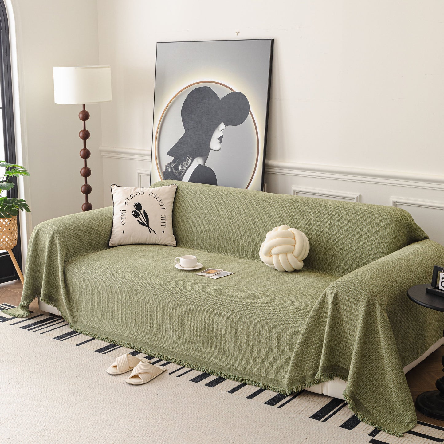 NEW Textured Woven Modern Sofa Cover, Natural Blend Decorative Couch Throw Blanket