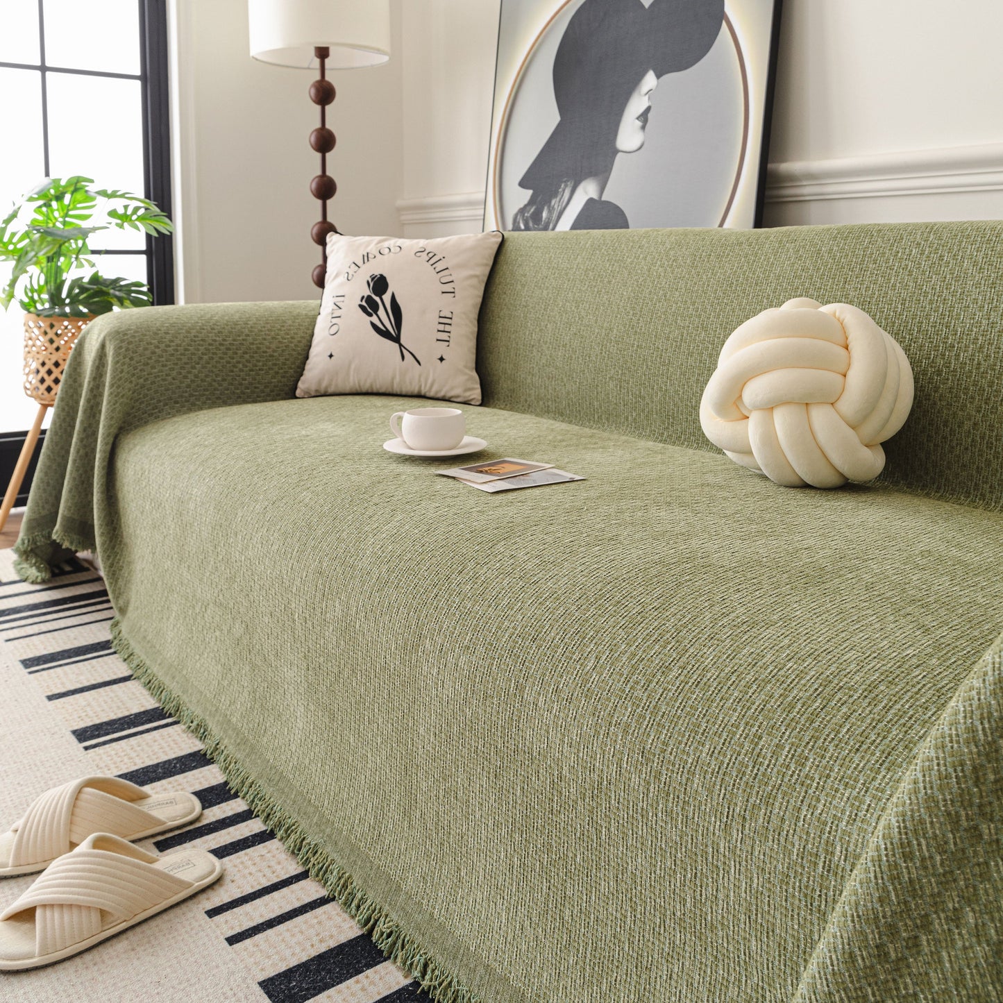 NEW Textured Woven Modern Sofa Cover, Natural Blend Decorative Couch Throw Blanket