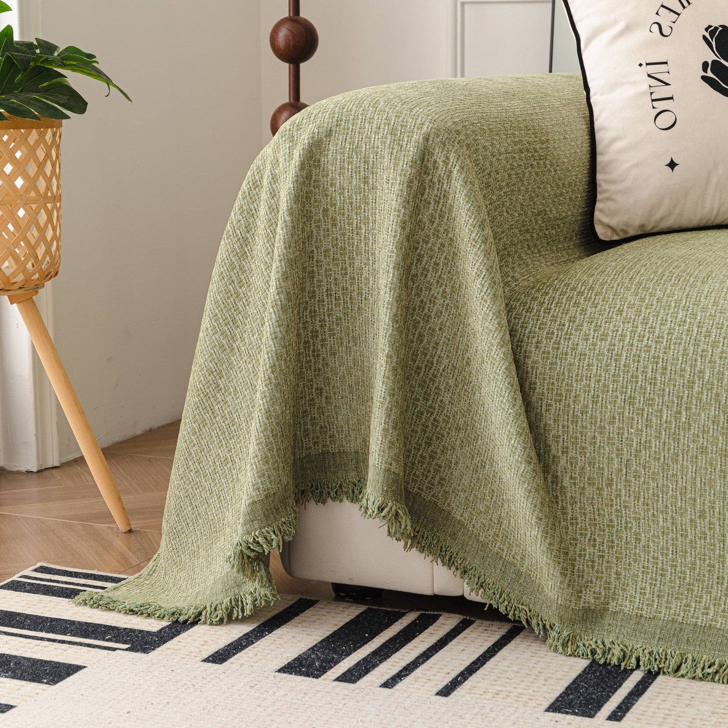 NEW Textured Woven Modern Sofa Cover, Natural Blend Decorative Couch Throw Blanket