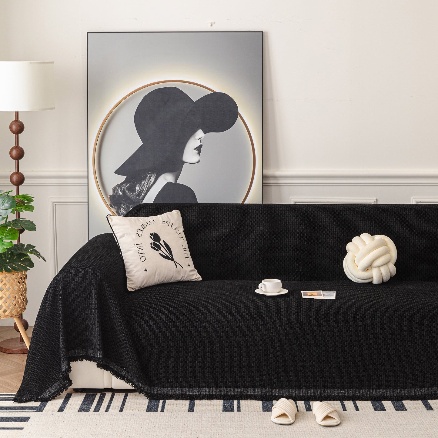 NEW Textured Woven Modern Sofa Cover, Natural Blend Decorative Couch Throw Blanket