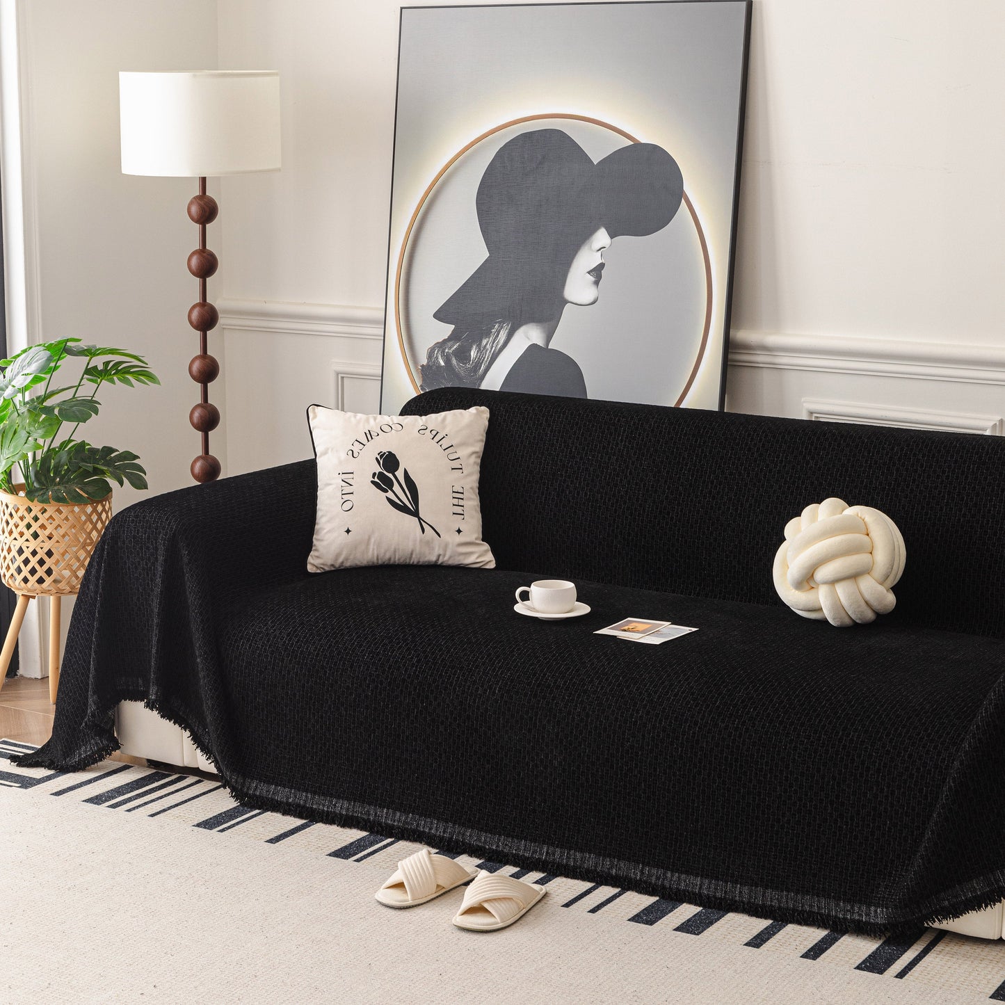 NEW Textured Woven Modern Sofa Cover, Natural Blend Decorative Couch Throw Blanket