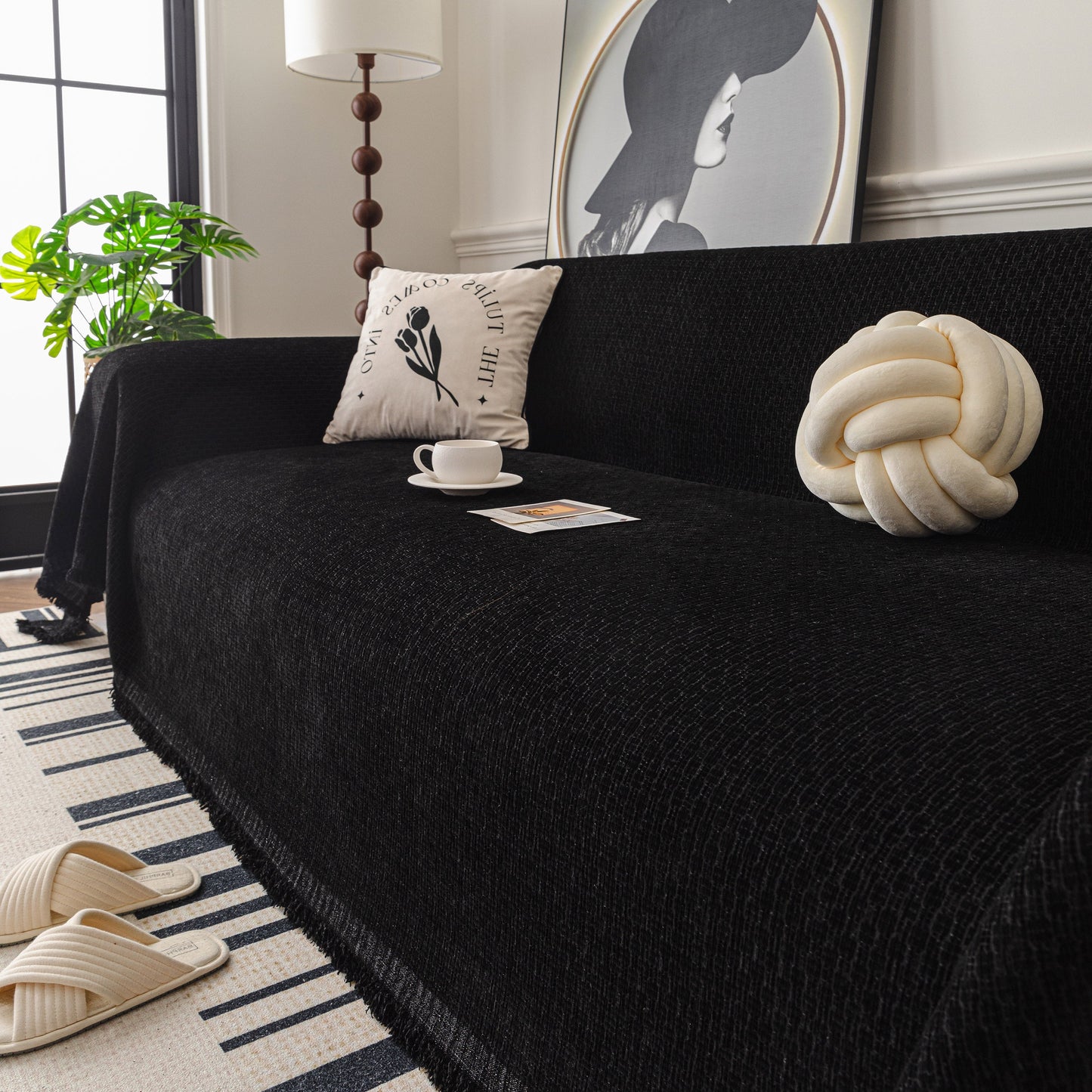 NEW Textured Woven Modern Sofa Cover, Natural Blend Decorative Couch Throw Blanket