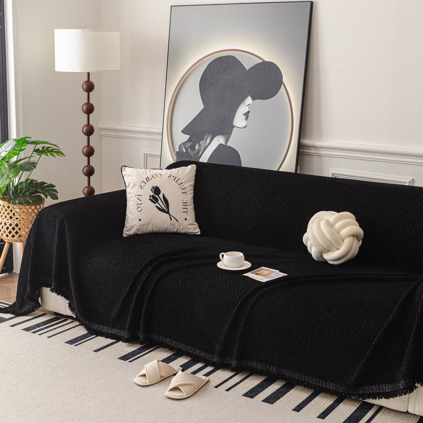 NEW Textured Woven Modern Sofa Cover, Natural Blend Decorative Couch Throw Blanket