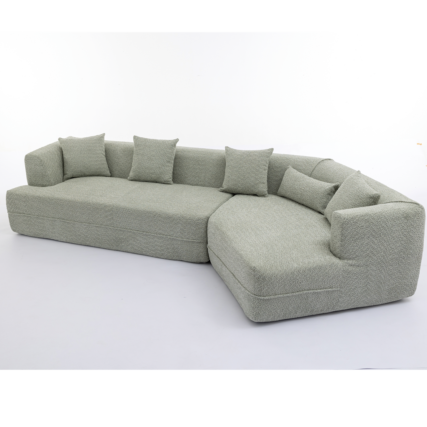 NEW Modern Green Round Fiber Fabric Modular Sectional Sofa