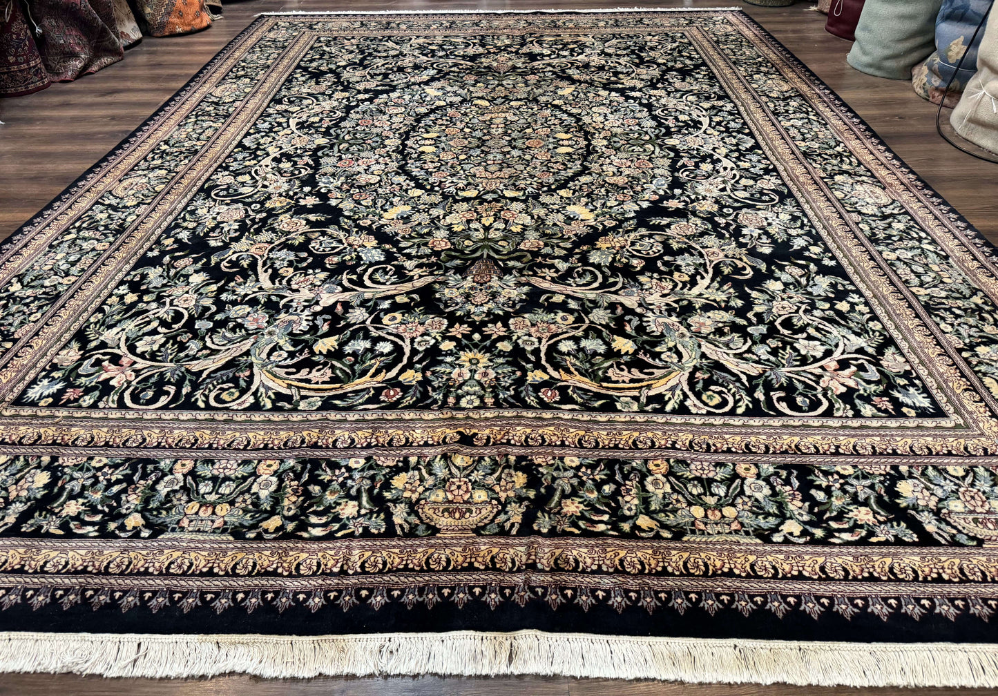 USED Pak Persian Rug 10x14, Elegant Floral Carpet, Fine 225 KPSI