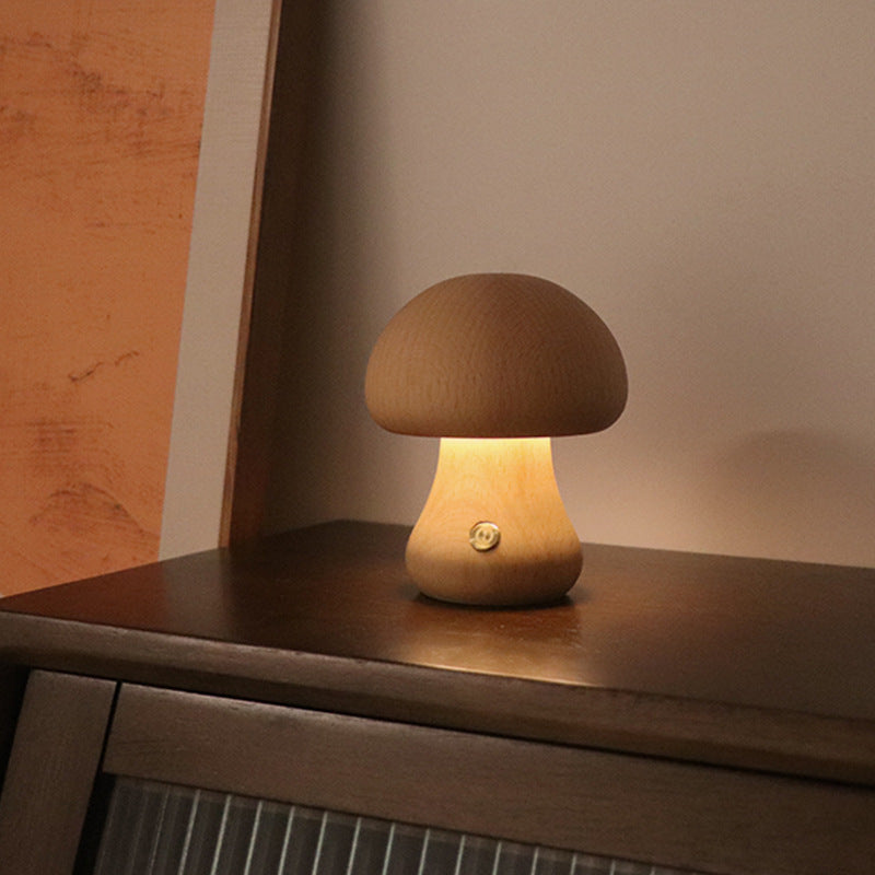 NEW INS Wooden Cute Mushroom LED Night Light With Touch Switch  Bedside Table Lamp For Bedroom Children's Room Sleeping Night Lamps Home Decor