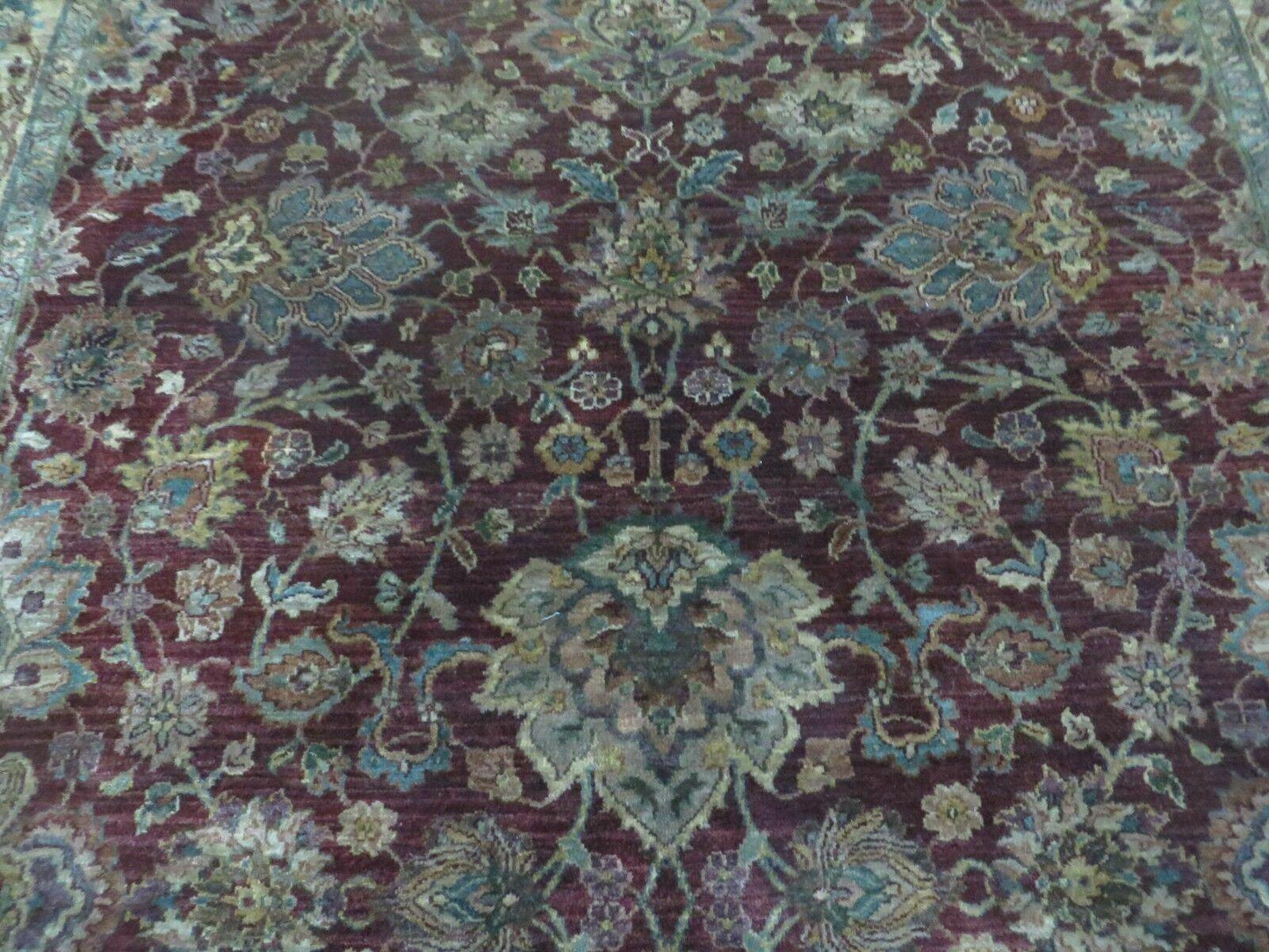 USED 6' X 9' Handmade India Floral Oriental Wool Rug Carpet Tea Wash Red Hand Knotted