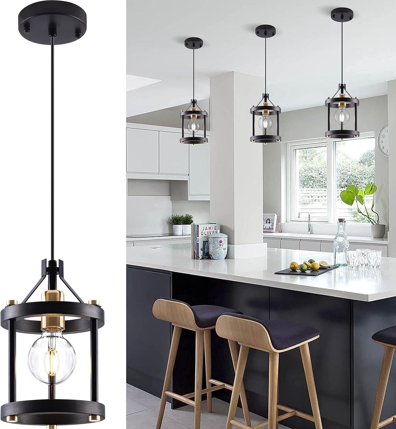 NEW Black Farmhouse Pendant Lights With Adjustable Cords