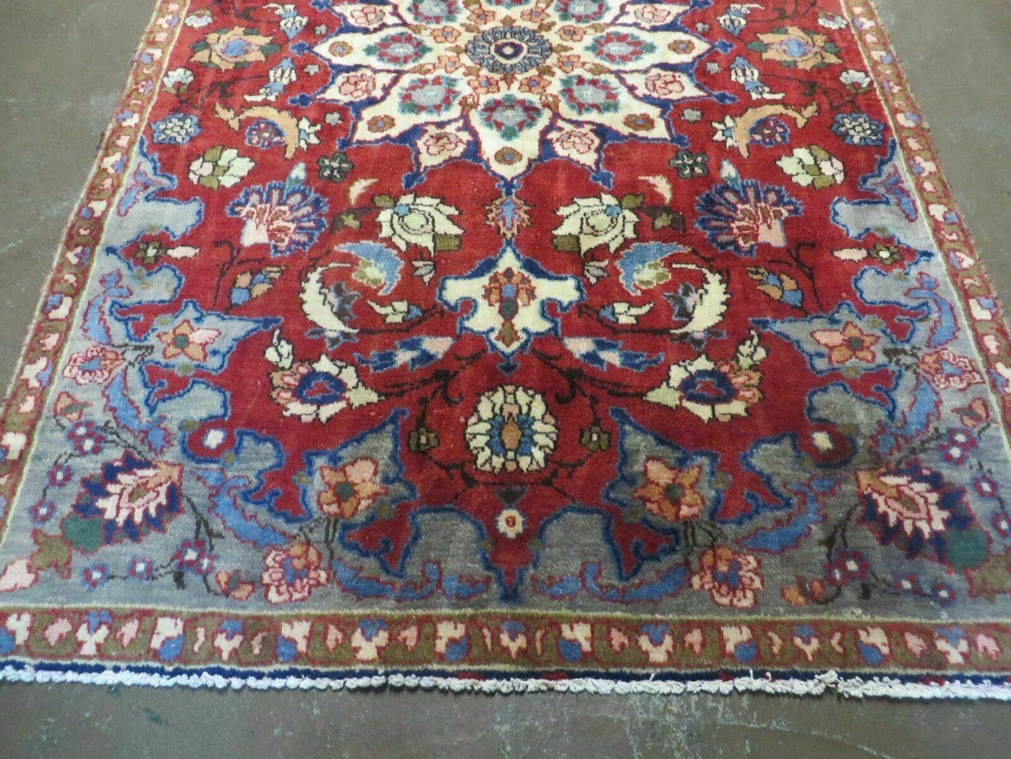 USED 4' X 6' Antique Handmade India Floral Oriental Wool Rug Vegetable Dyes #120