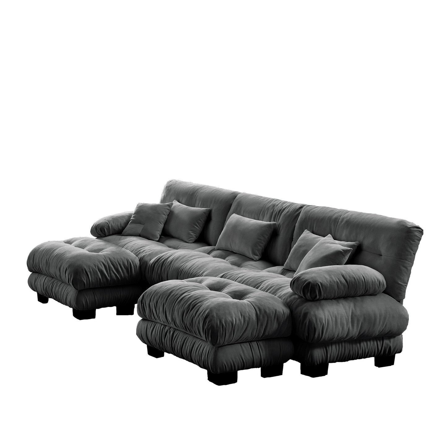 NEW Luxury Modular Sectional Sofa Couch - Oversized U Shaped Cloud Couch for Living Room,Deep Seat Sofa Couch with 2 Ottomans ,Chenille Gray