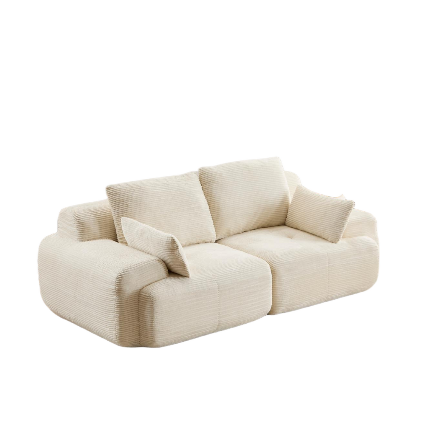 NEW Modern Beige Corduroy Fabric Memory Foam Compressed 2 Seater Large Modular Sectional Loveseat Sofa Couch