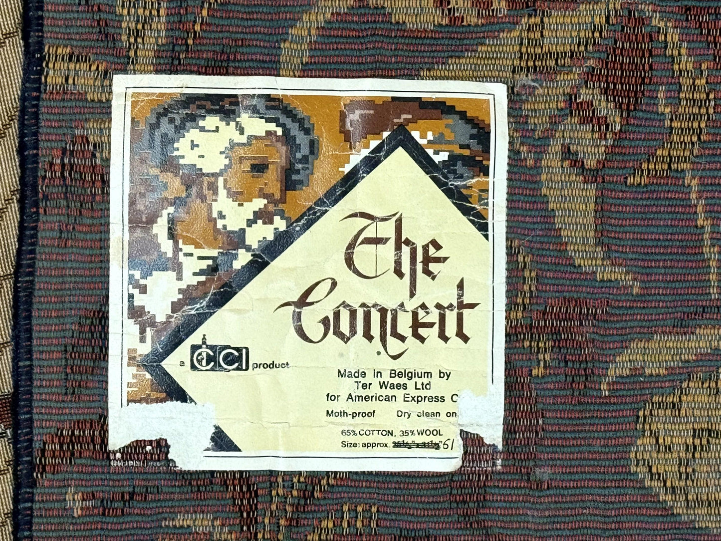USED Vintage Belgium Tapestry 4x5, The Concet Musicians, Green