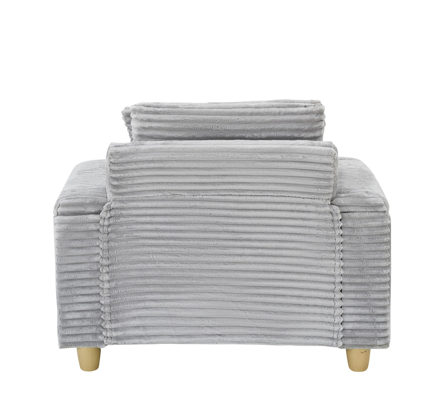 NEW Gray Corduroy Fabric Single Seater Oversized Loveseat with Storage Ottoman