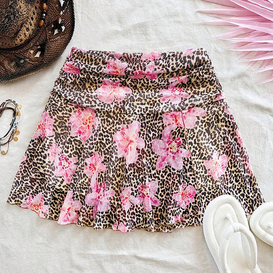 New Women's Leopard Print Skirt Vacation Style