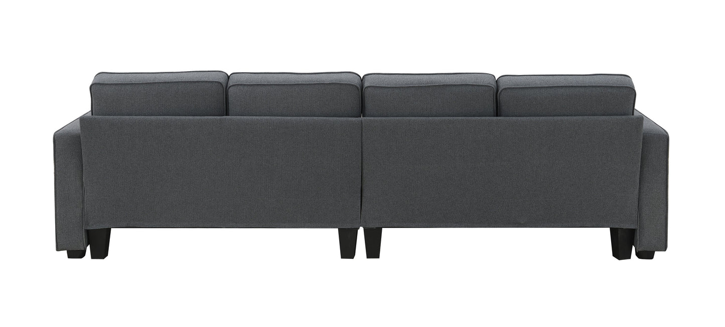 NEW 104' 4-Seater Modern Linen Fabric Minimalist Style Couch Sofa with Armrest Pockets and 4 Pillows