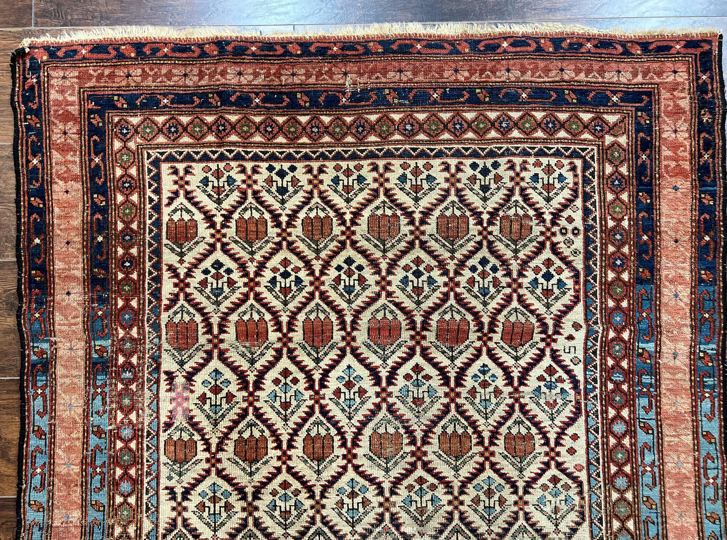 USED Antique Caucasian Rug 4x6, Hand Knotted Wool Carpet, Shirvan Rug
