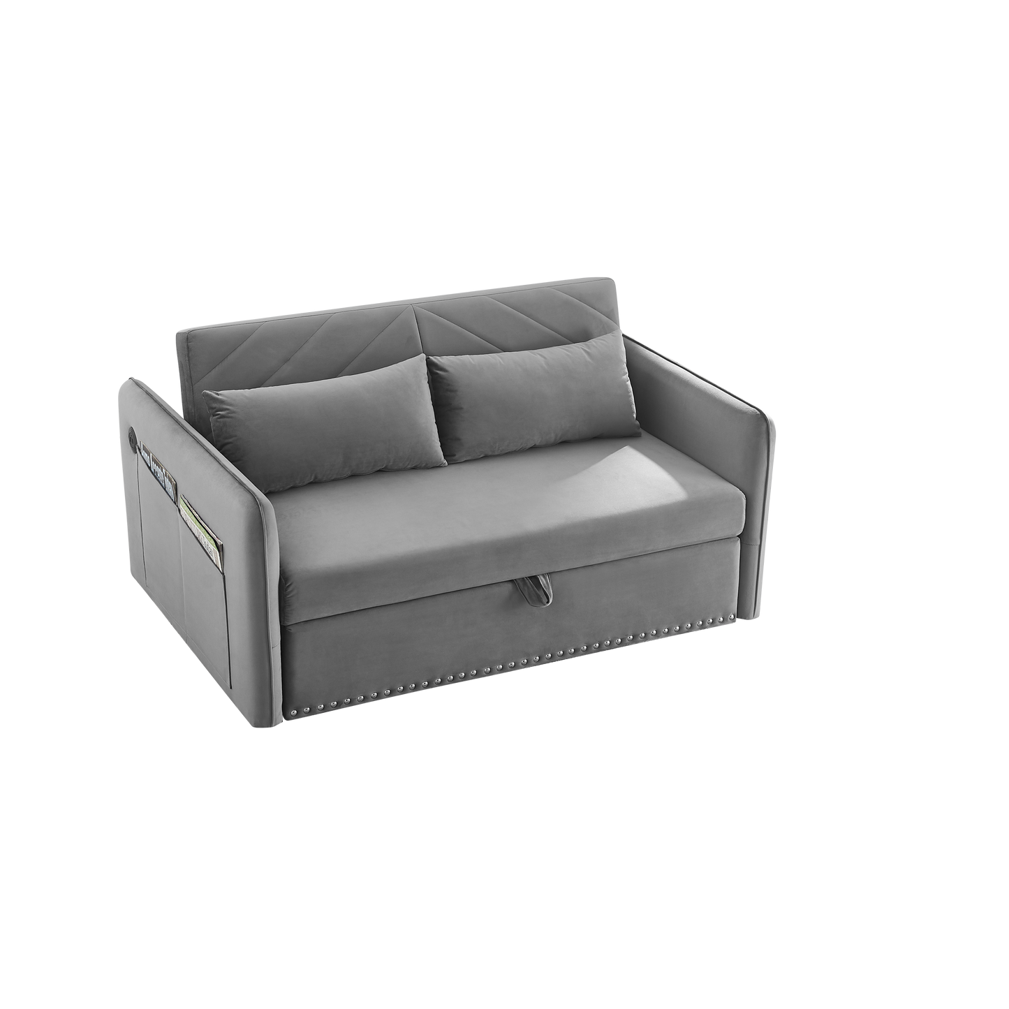 NEW MH' Sleeper Sofa Bed w/USB Port 3-in-1 Adjustable Sleeper with Pull-Out Bed 2 Lumbar Pillows