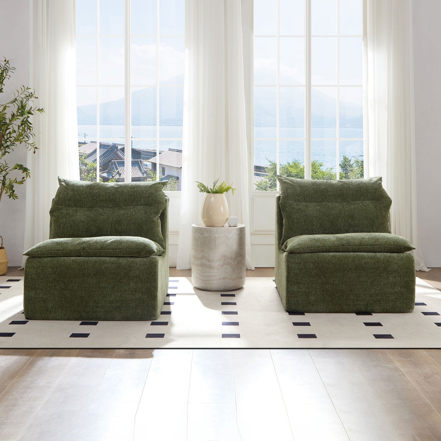 NEW Single Chair Sofa Lounge Chair With Backrest Fully Compressed Sofa Suitable For Living Room, Bedroom, Polyester,GREEN