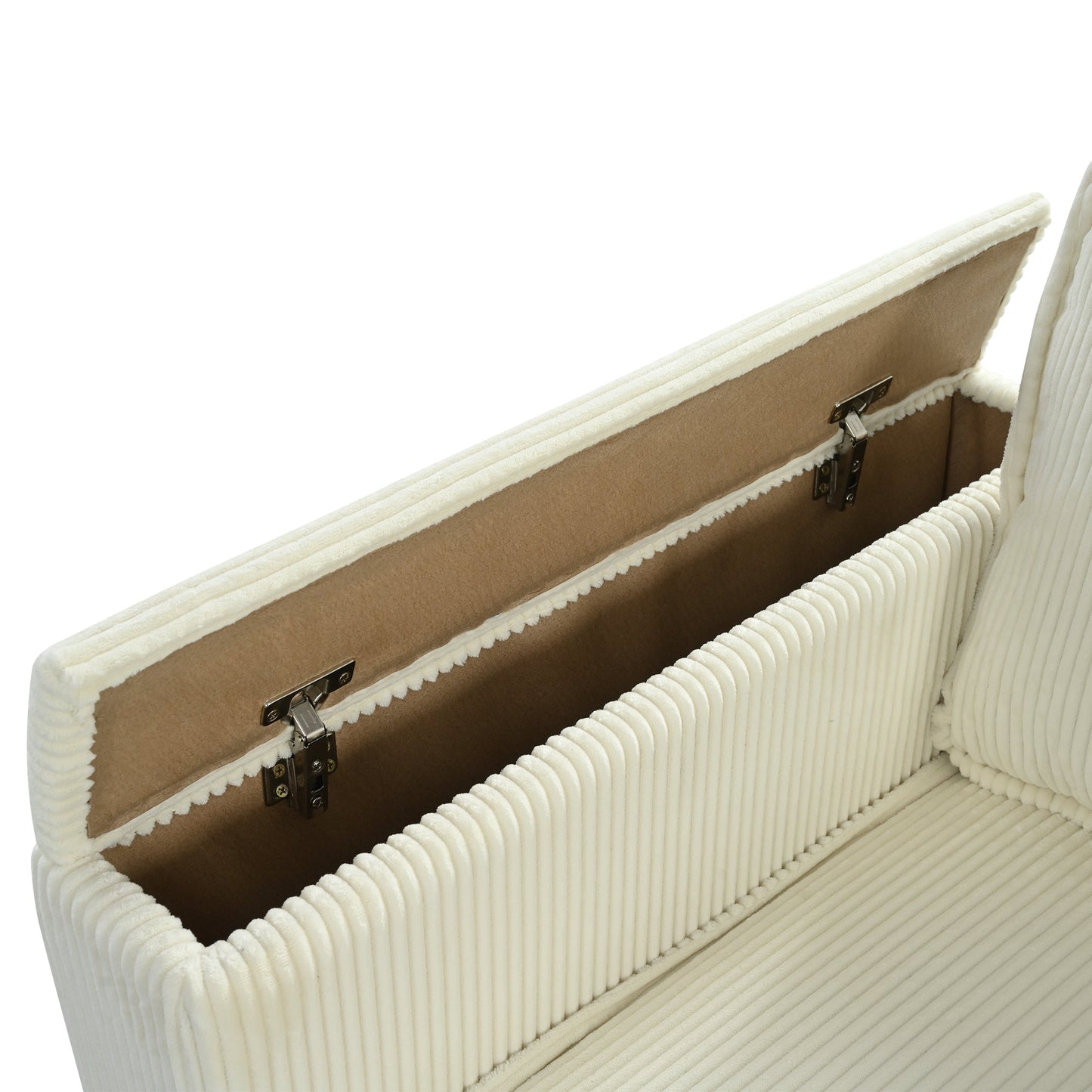 NEW L-shaped 4-Seater Corduroy Large Storage Armrest Sofa with Center Console and USB Charging