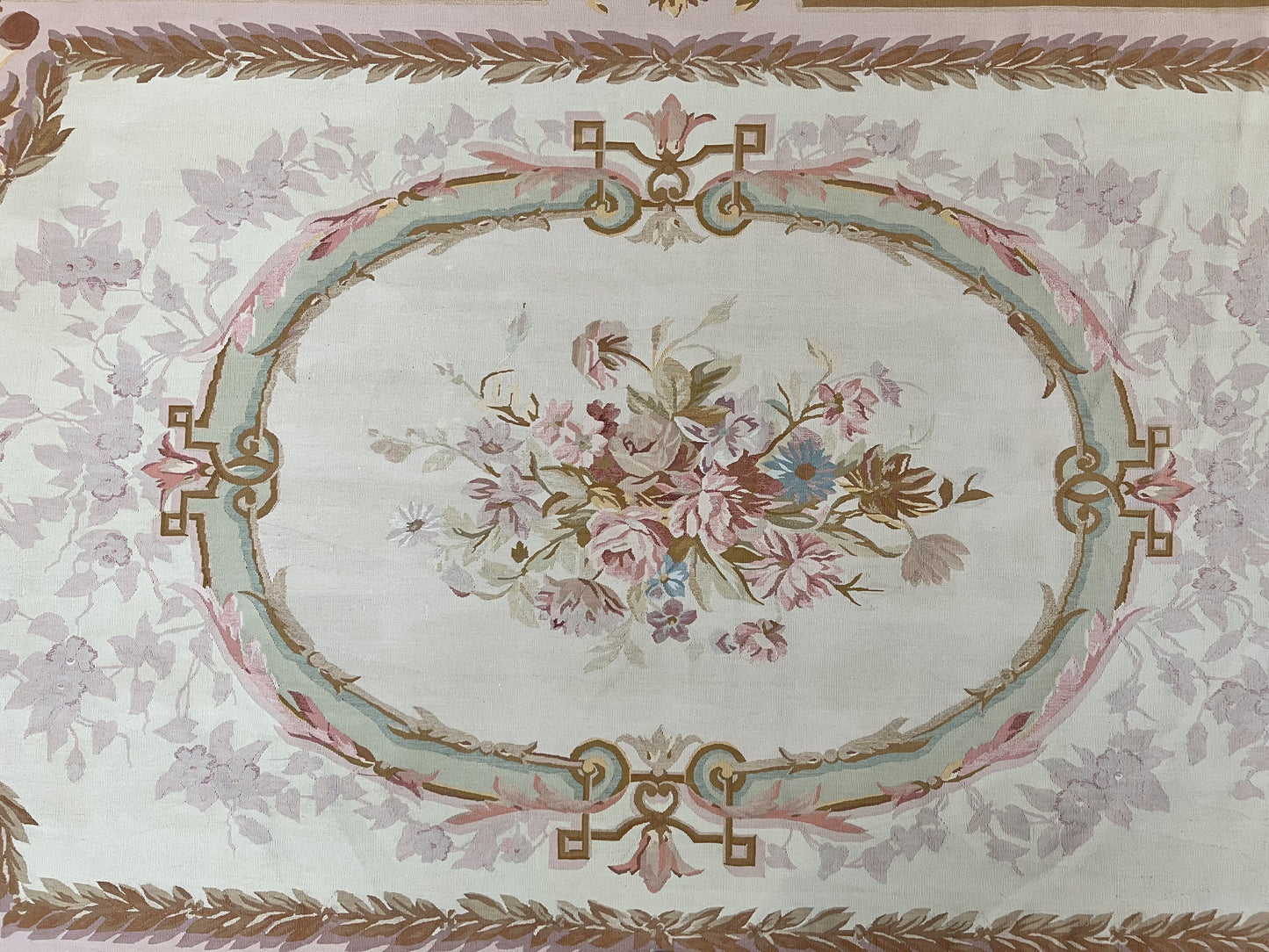 USED Large Aubusson Rug 11x15, Oversized Gallery Palace Size Flatweave Savonnerie Carpet 11 x 15 ft, Wool Handmade Vintage Elegant European