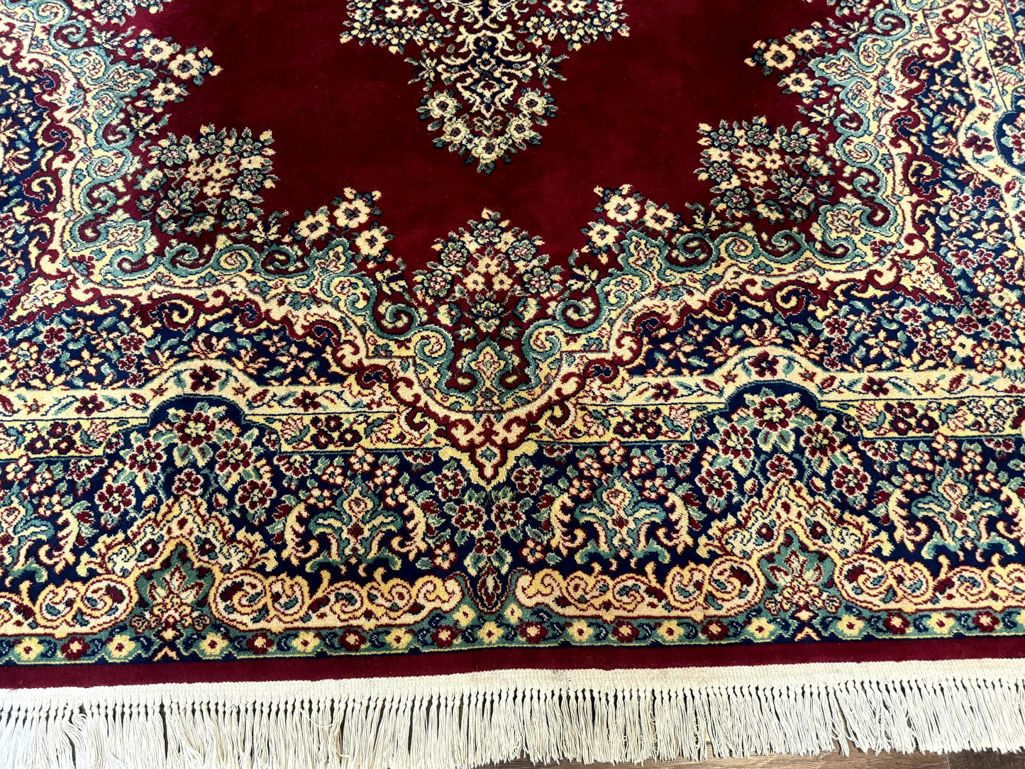 USED Power Loomed Persian Oriental Rug 9x12, Vintage Wool Pile, Kirman Design
