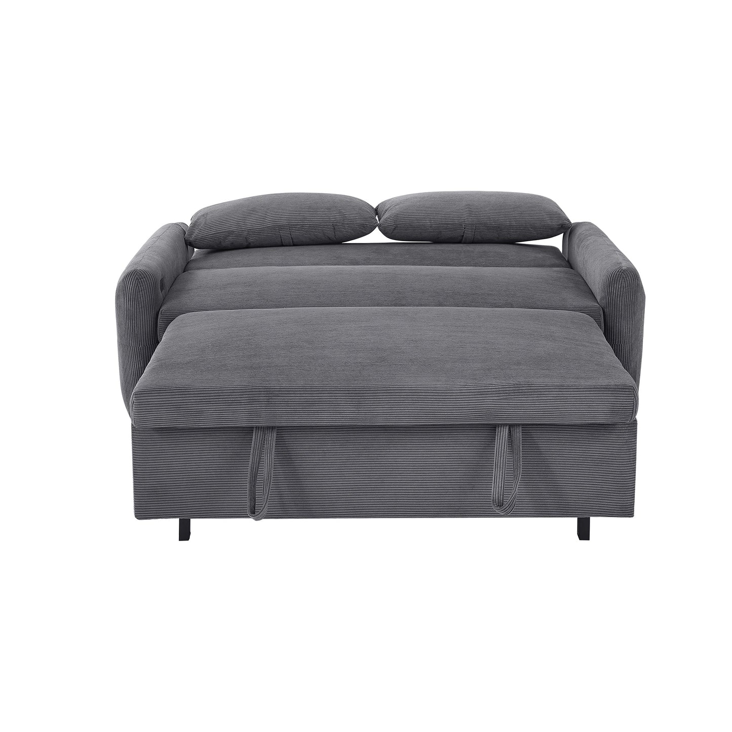 NEW 54.5’ Dark Grey Corduroy Modern Convertible Pull-out Sofa Bed