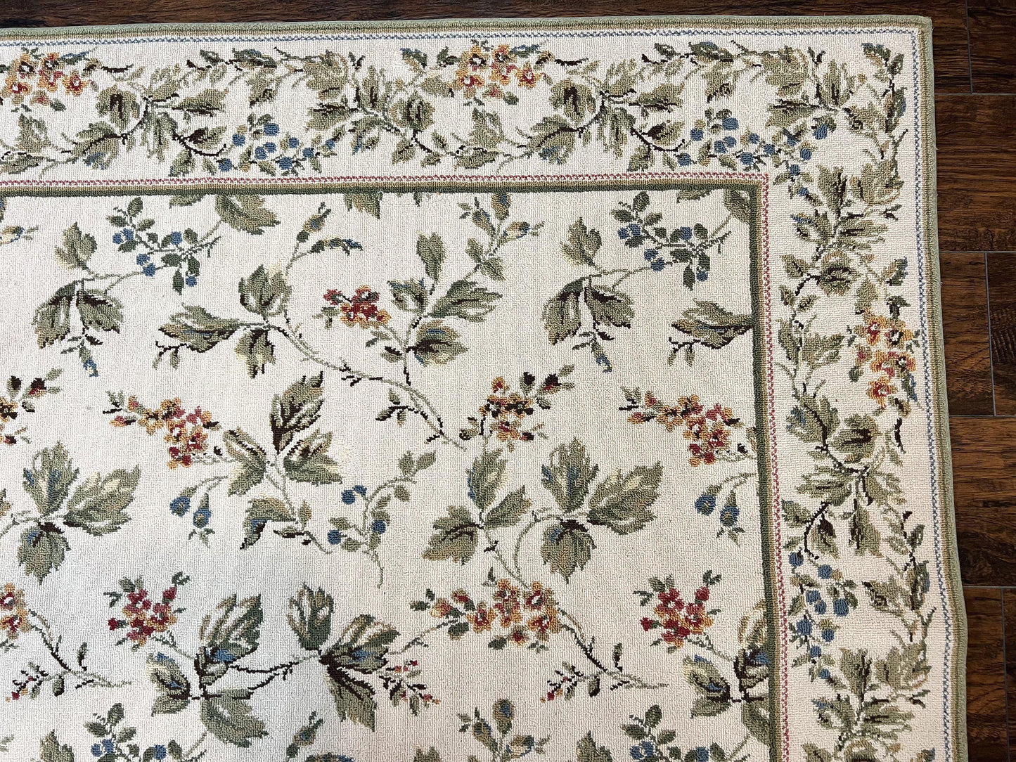 USED Vintage Stark Carpet 7x10, Ivory and Green, European Aubusson Design, Allover Pattern, Stark Rug