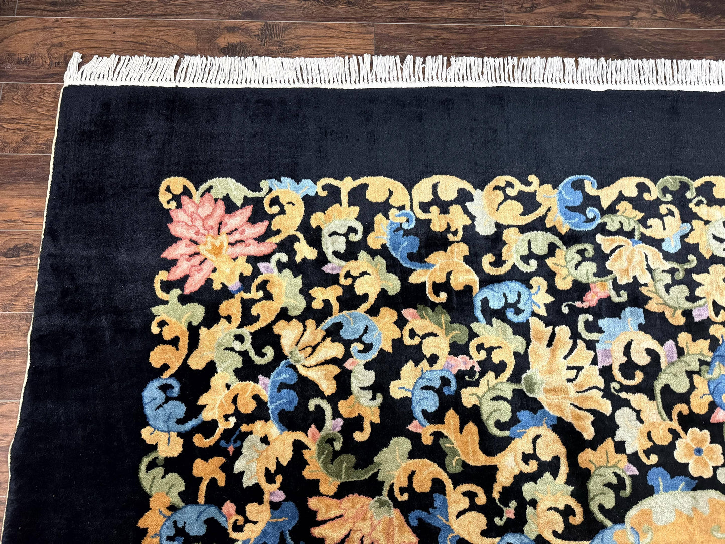 USED Antique Chinese Peking Rug 12.6 x 14.9, Palace Size Asian Oriental Carpet, Art Deco Rug, Rare