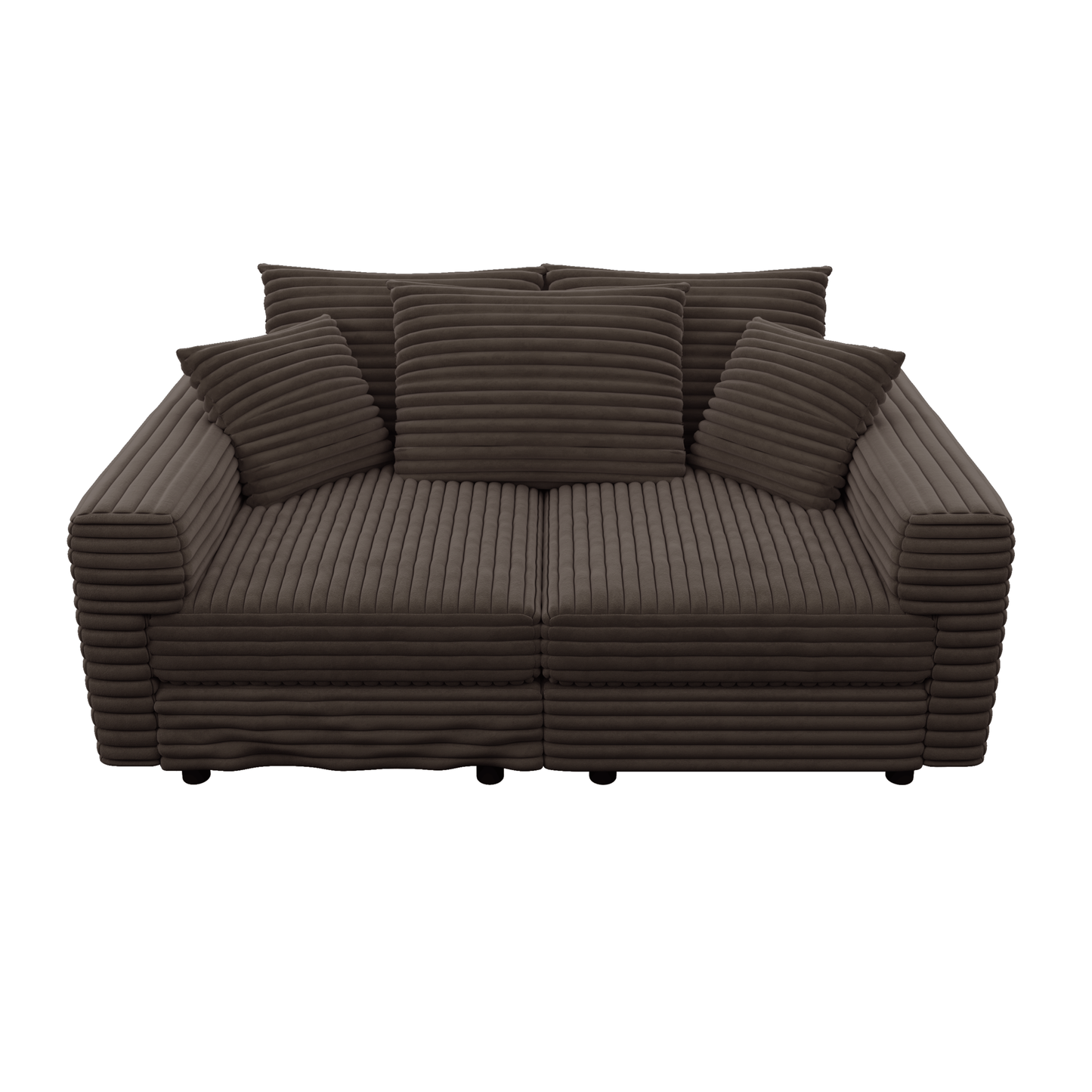 NEW 82.7' Modern Camel Plush Corduroy Comfy Upholstered 3-Seat Sofa Comfy Upholstered Cloud Deep Seat Couch with Soft Pillows and Ottoman