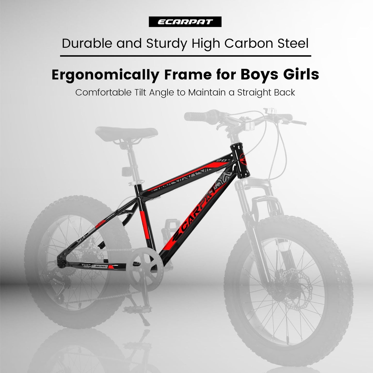 NEW S20109 20 Inch Mountain Bike for Kids and Teenagers, High Carbon Steel Frame, Disc Brakes, Durable Wide Tires, Front Suspension, 7-Speed, Ideal for Snow and Off-Road Riding