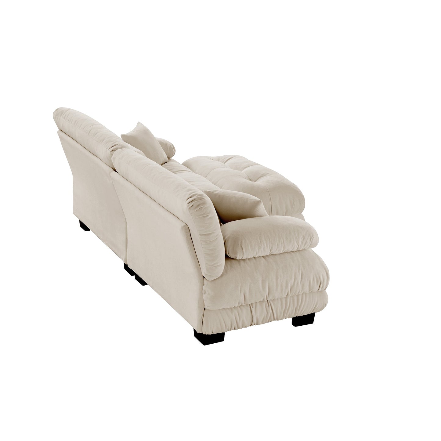 NEW Light Coffee Chenille Cloud Couch Sectional Sofa 2 Seater Loveseat Upholstered Wide Arm Sofa with 2 Lumbar Pillows 2 Throw Pillows and Convertible Ottoman