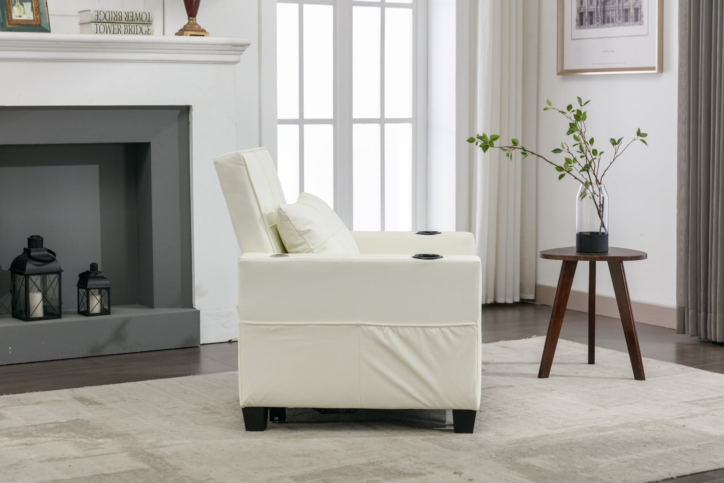 NEW Futon Chair Bed Convertible Chair 3-in-1 Pull Out Sleeper Chair Beds with USB Ports,Wear-resistant and Anti-scratch,  Armchair Bed Sleeper for Living Room (White Leather)